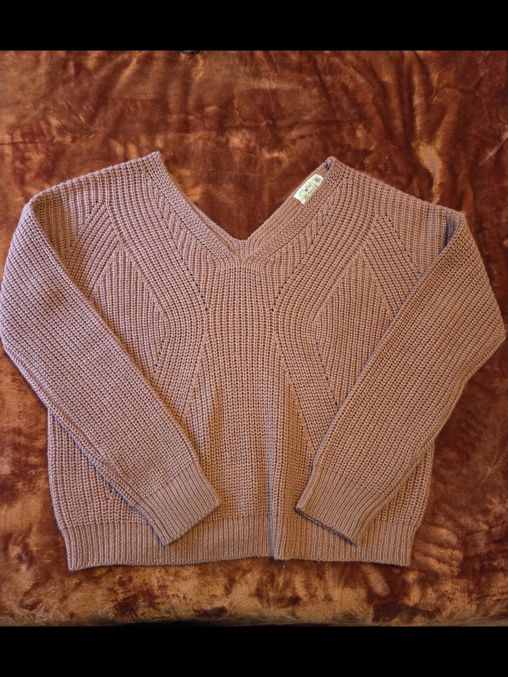Poof! V-Neck Mauve Knit Sweater